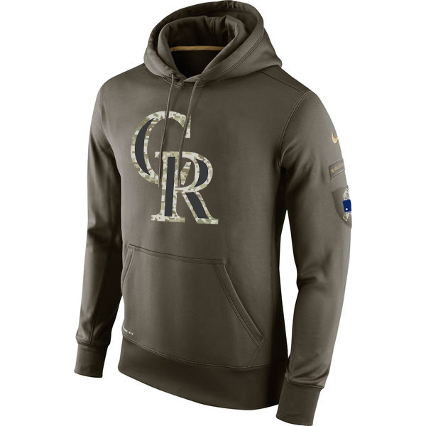 MLB Men Colorado Rockies Nike Olive Salute To Service KO Performance Hoodie Green->tampa bay rays->MLB Jersey